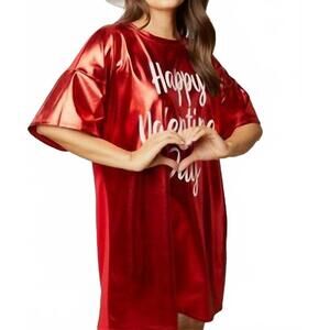 NEW WHOLESALESIR short sleeve valentines shirt dress in red
